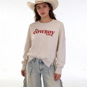 Sterling & Stitch Cowboy Tour Oversized Sweatshirt Boho Western Boutique Size S